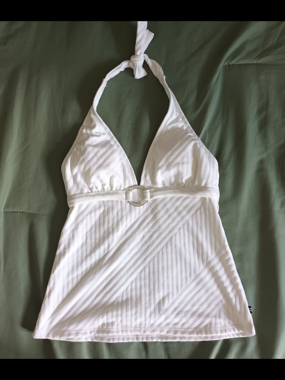 Nautica White Halter Tankini Top with Decorative Ring